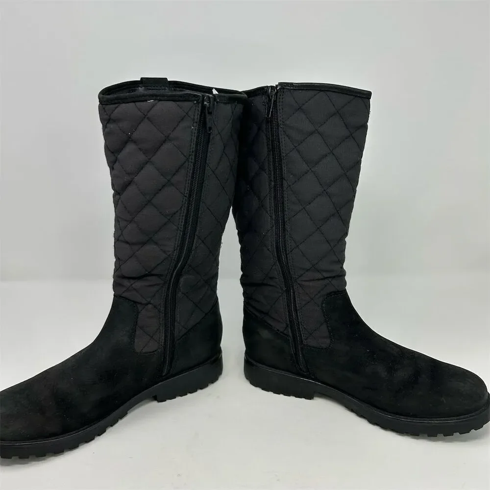 Clarks Boys or Girls Quilted Waterproof Snow Boots Black Size 2 Winter Casual